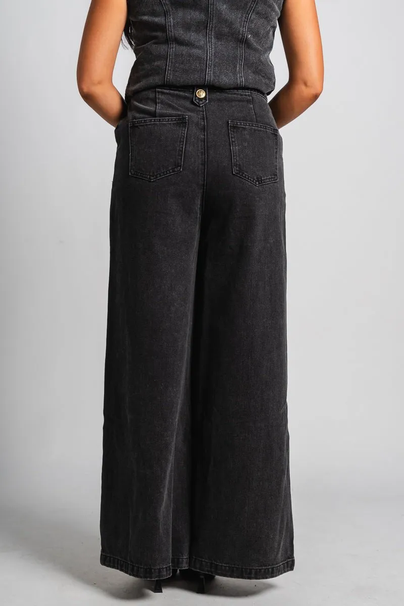 Washed denim jeans black