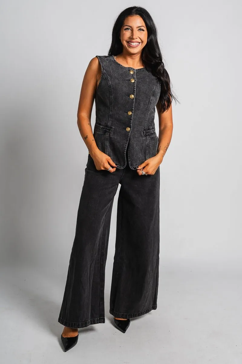 Washed denim jeans black