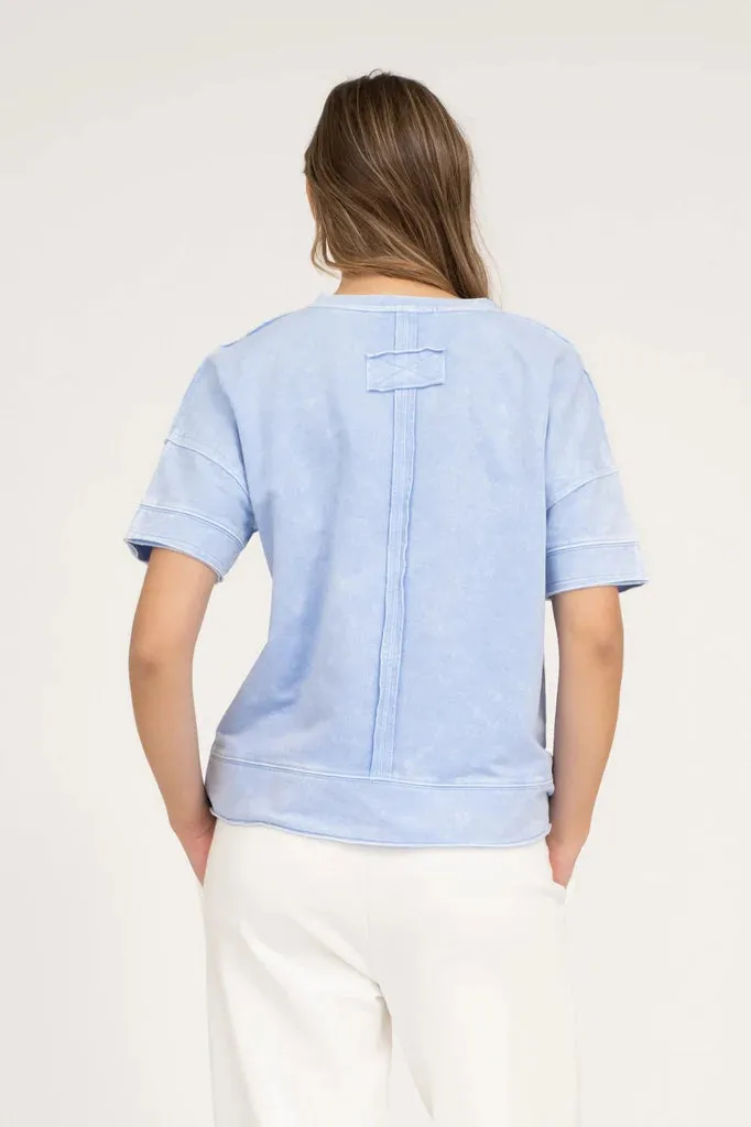 Washed Split Neck Tees - 2 Colors!