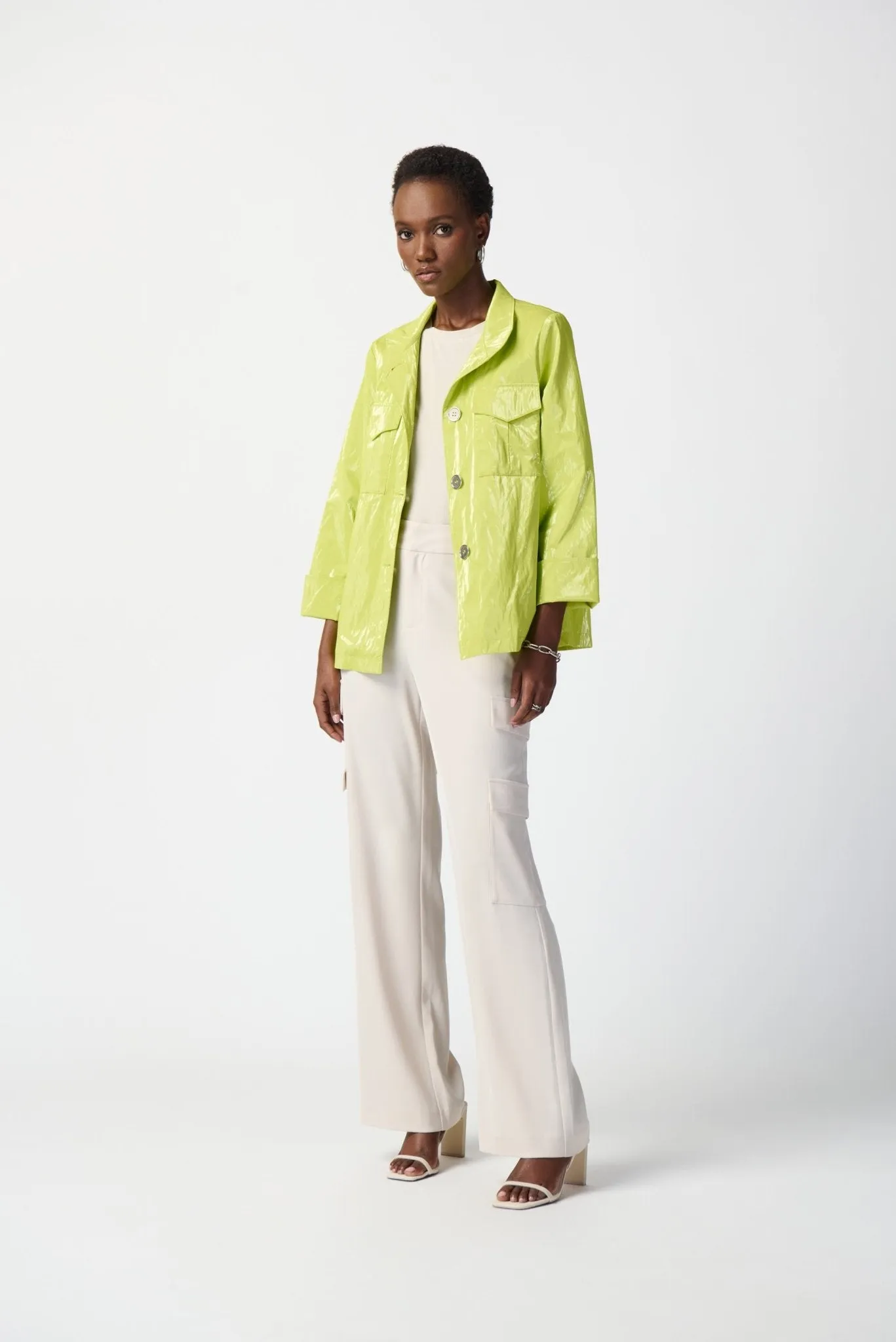 Water-Resistant Novelty Boxy Jacket Style 241925 | Key Lime