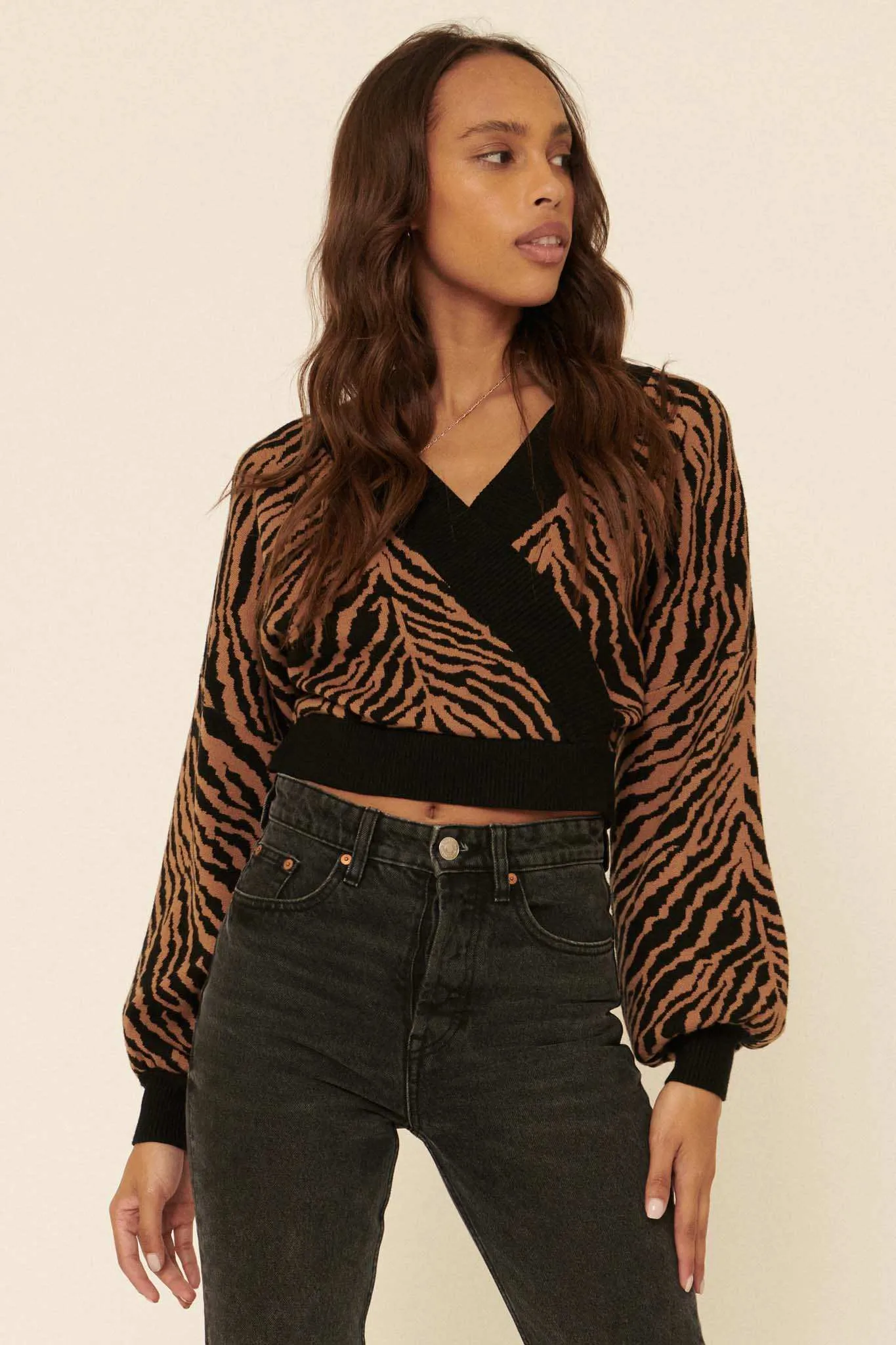 Welcome to the Jungle Tiger Surplice Sweater