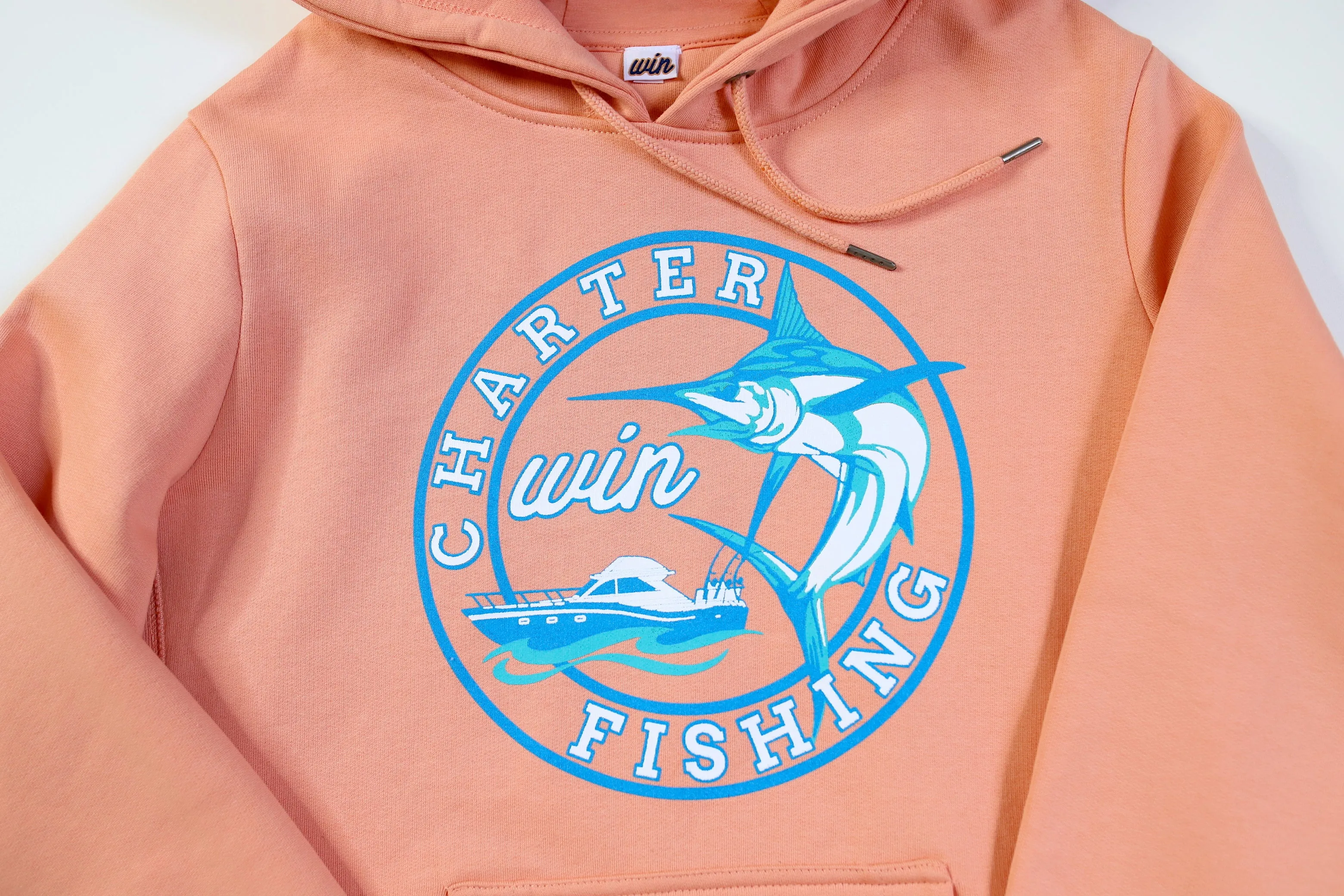 WIN "Charter Fishing" Hoodie - Coral