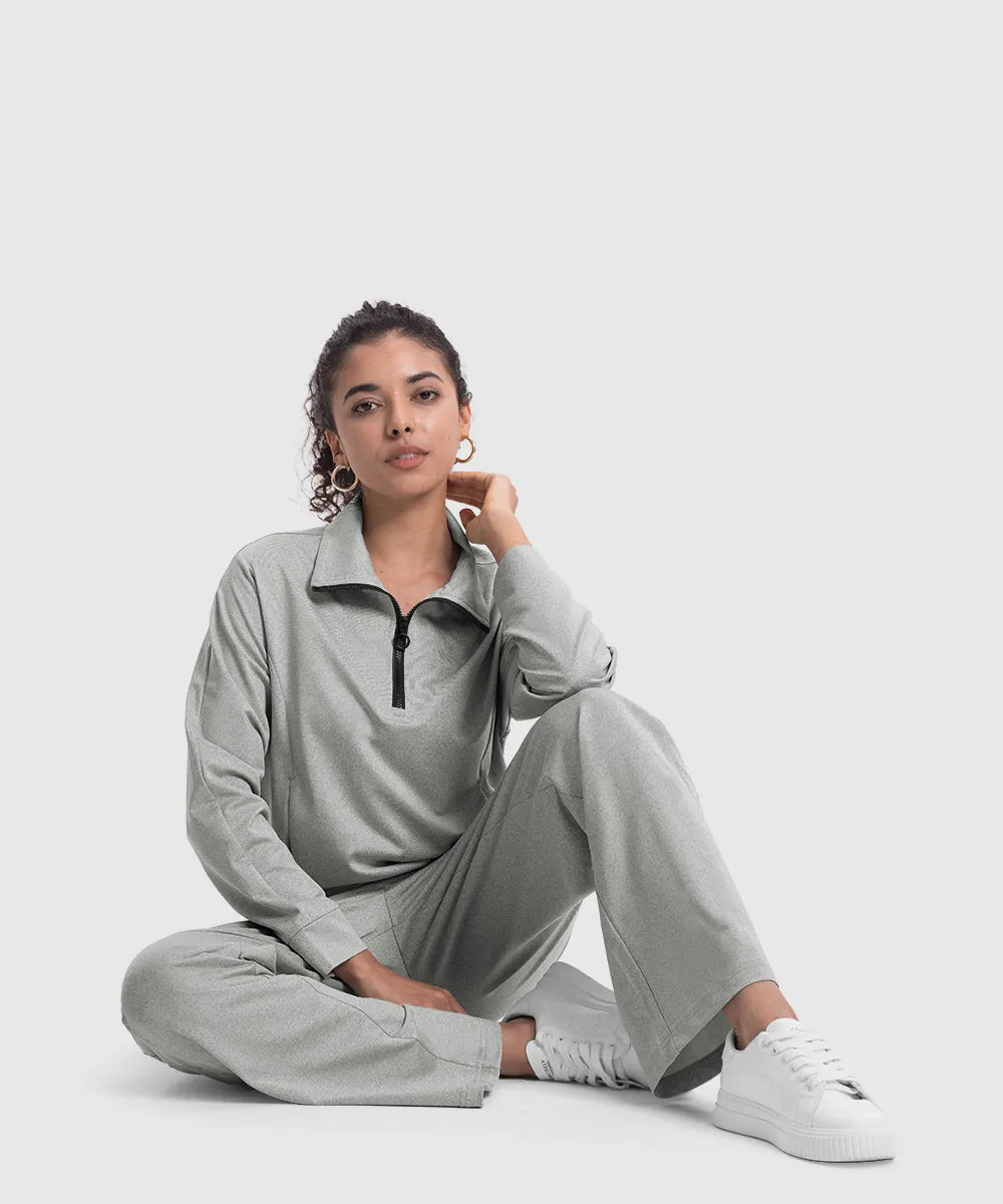 Women's 1/4 Half Zip Sweatshirt and Wide Leg Pants Lounge Sets