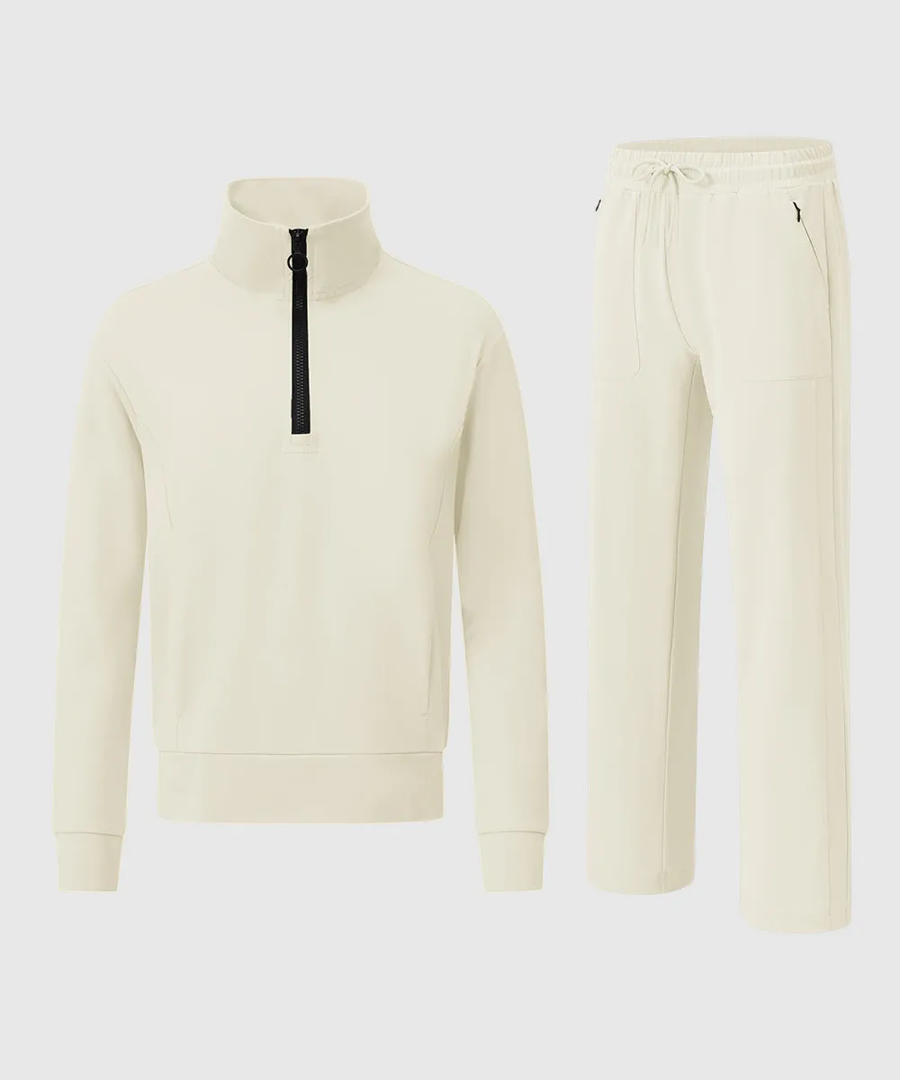 Women's 1/4 Half Zip Sweatshirt and Wide Leg Pants Lounge Sets