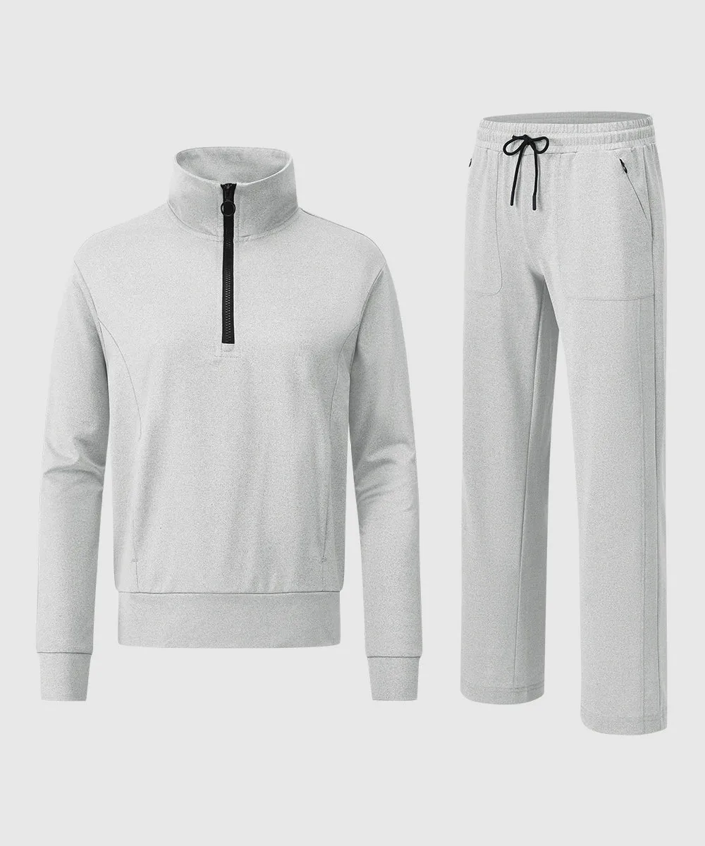 Women's 1/4 Half Zip Sweatshirt and Wide Leg Pants Lounge Sets