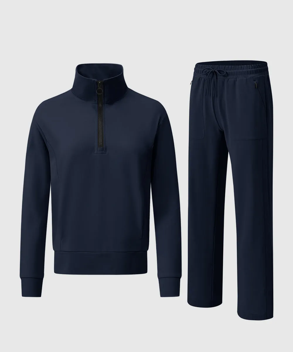 Women's 1/4 Half Zip Sweatshirt and Wide Leg Pants Lounge Sets