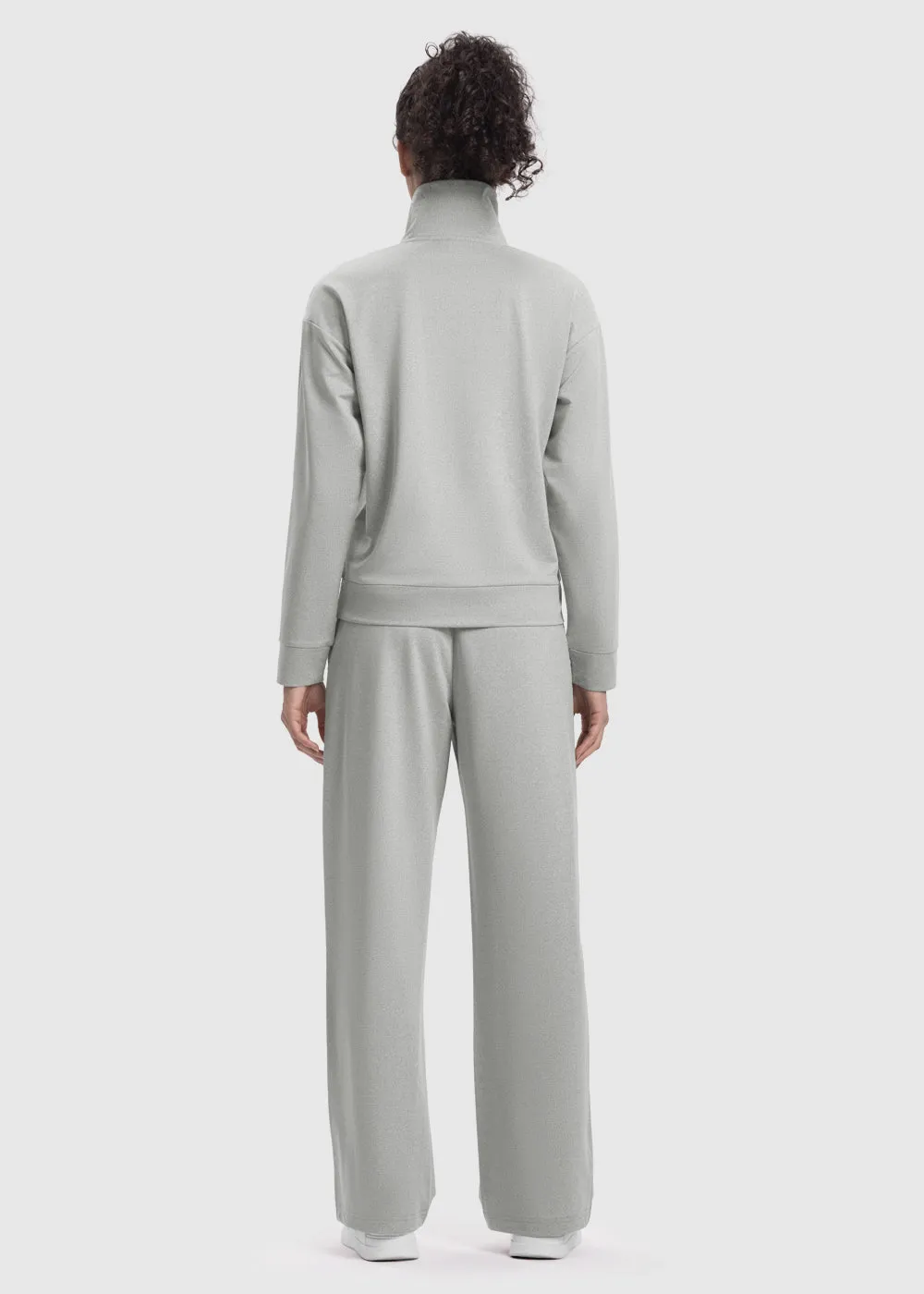Women's 1/4 Half Zip Sweatshirt and Wide Leg Pants Lounge Sets
