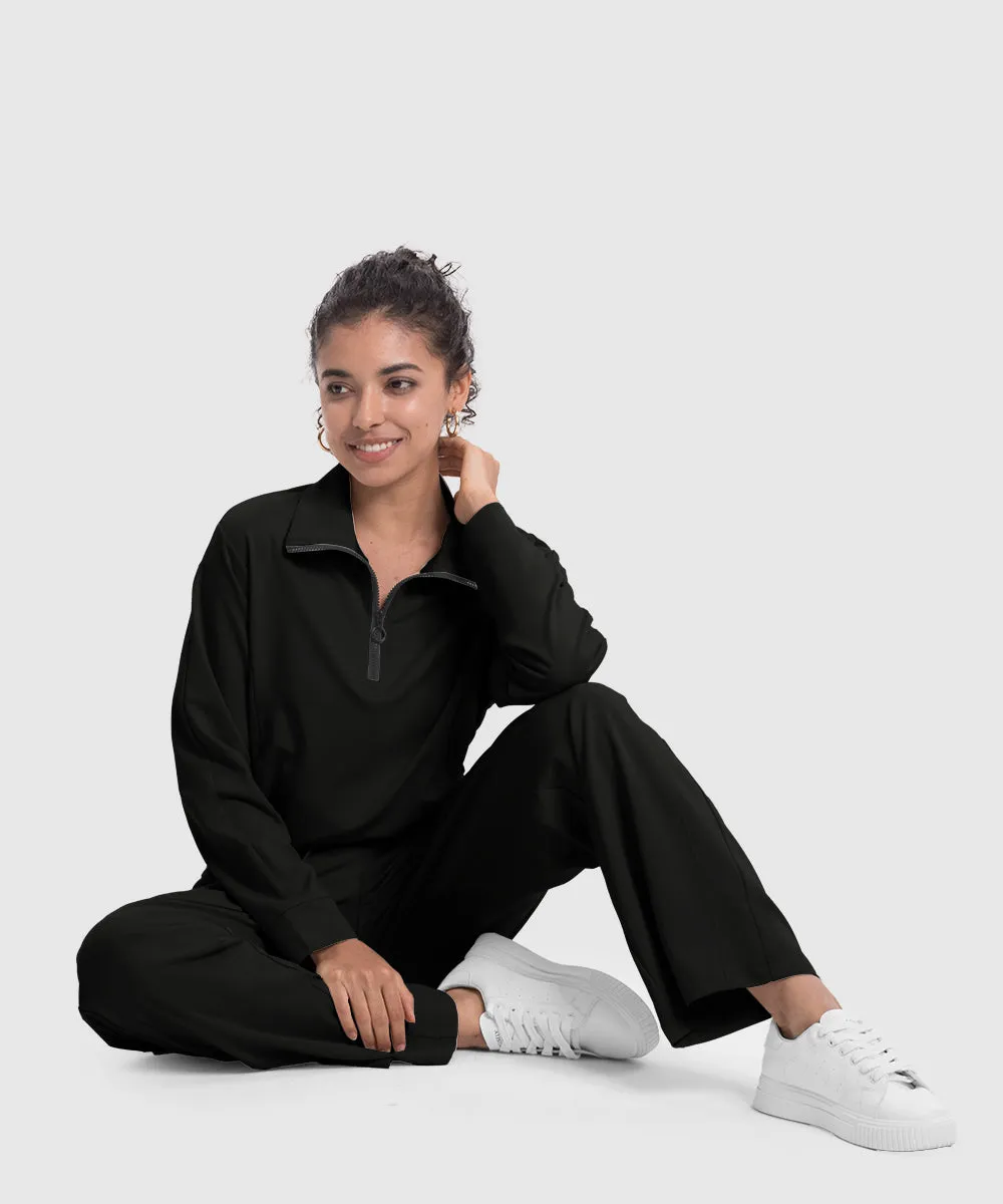 Women's 1/4 Half Zip Sweatshirt and Wide Leg Pants Lounge Sets