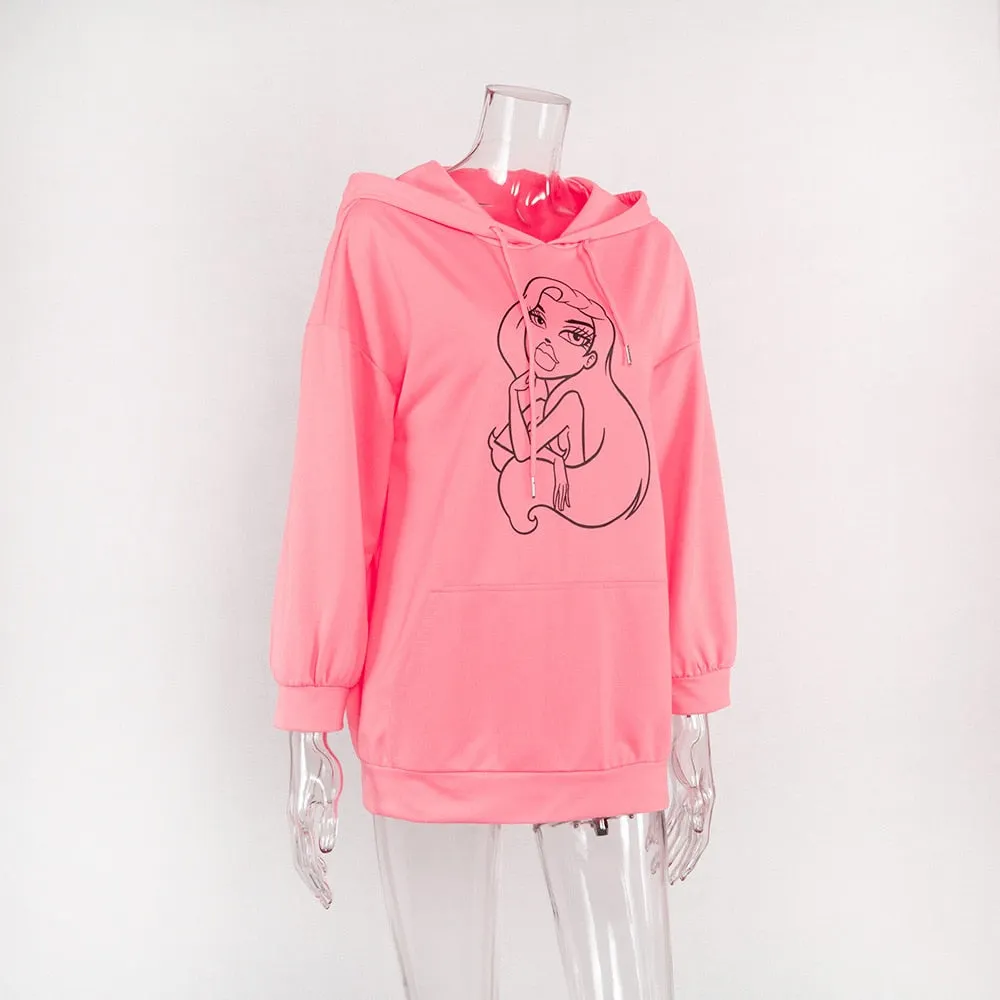 Women's Autumn/Winter Loose Printed Hoodie