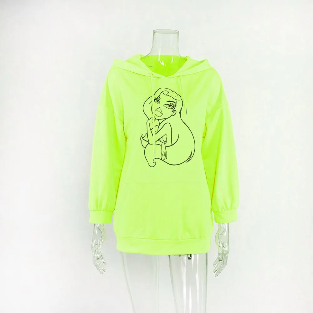 Women's Autumn/Winter Loose Printed Hoodie