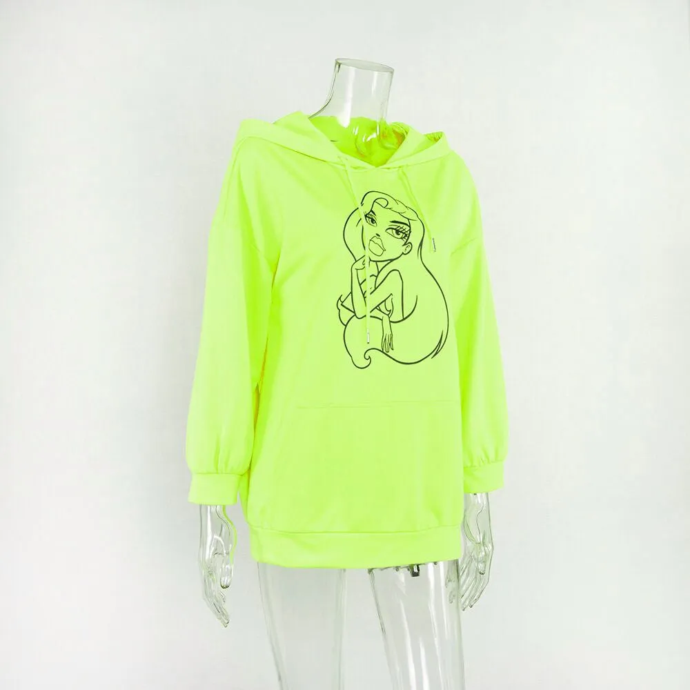 Women's Autumn/Winter Loose Printed Hoodie