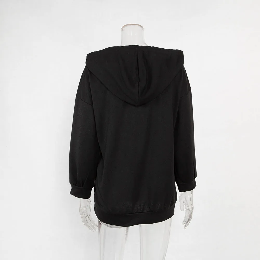 Women's Autumn/Winter Loose Printed Hoodie