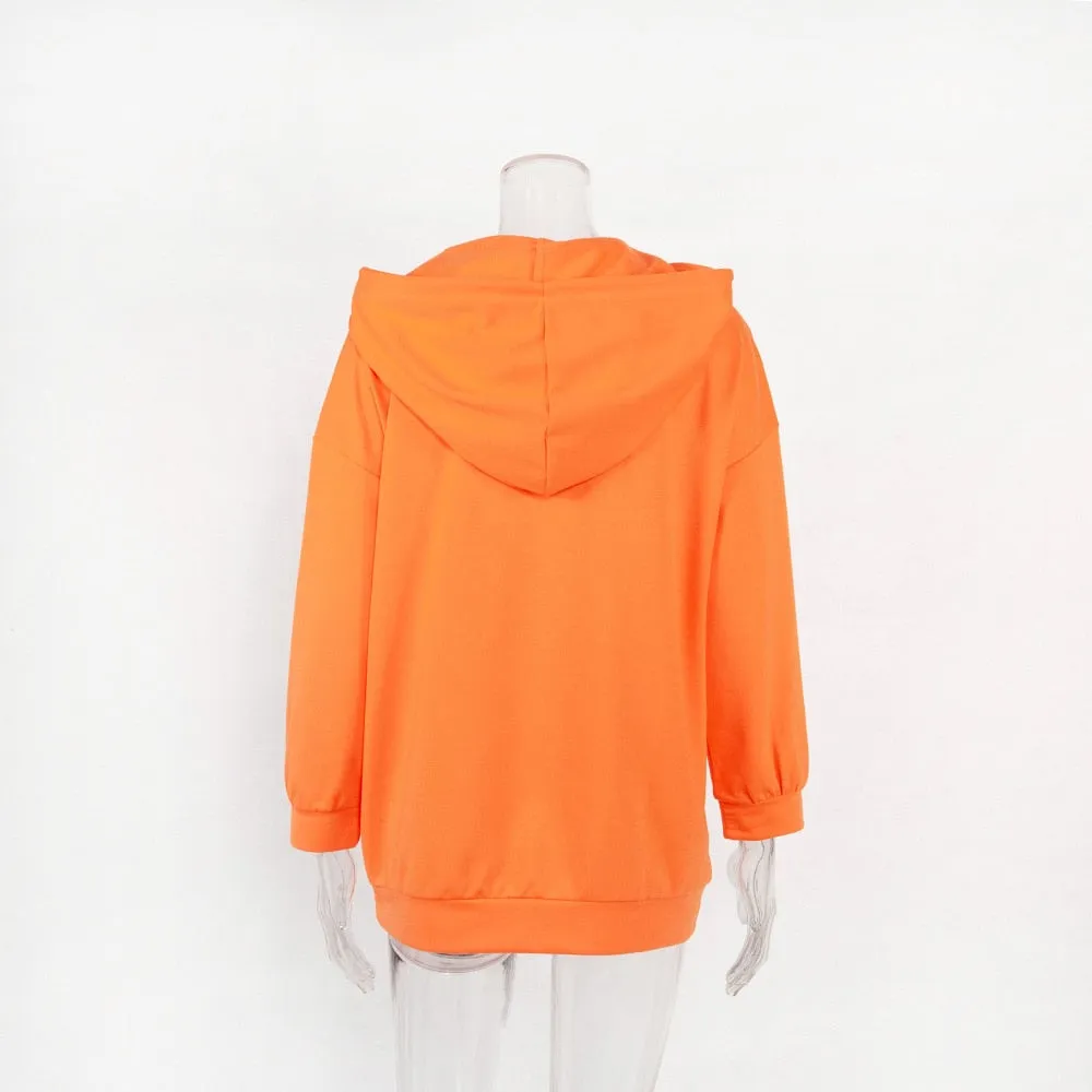 Women's Autumn/Winter Loose Printed Hoodie