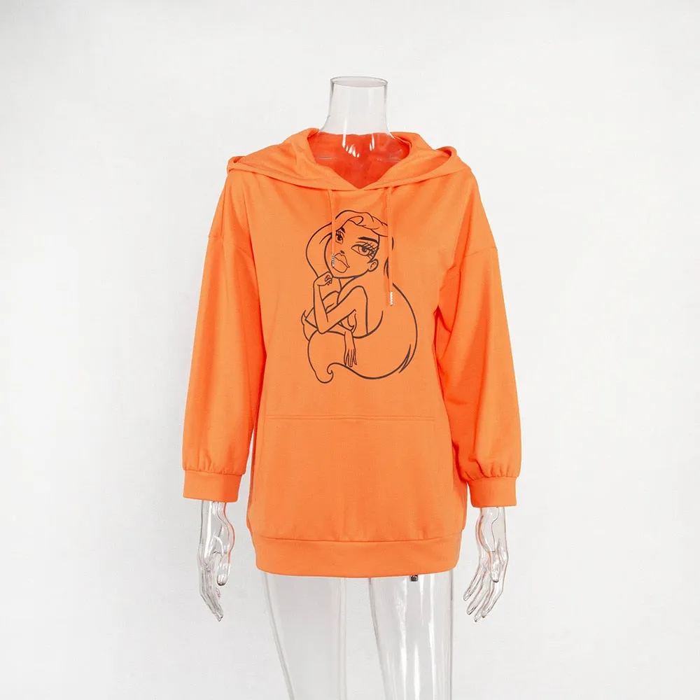 Women's Autumn/Winter Loose Printed Hoodie