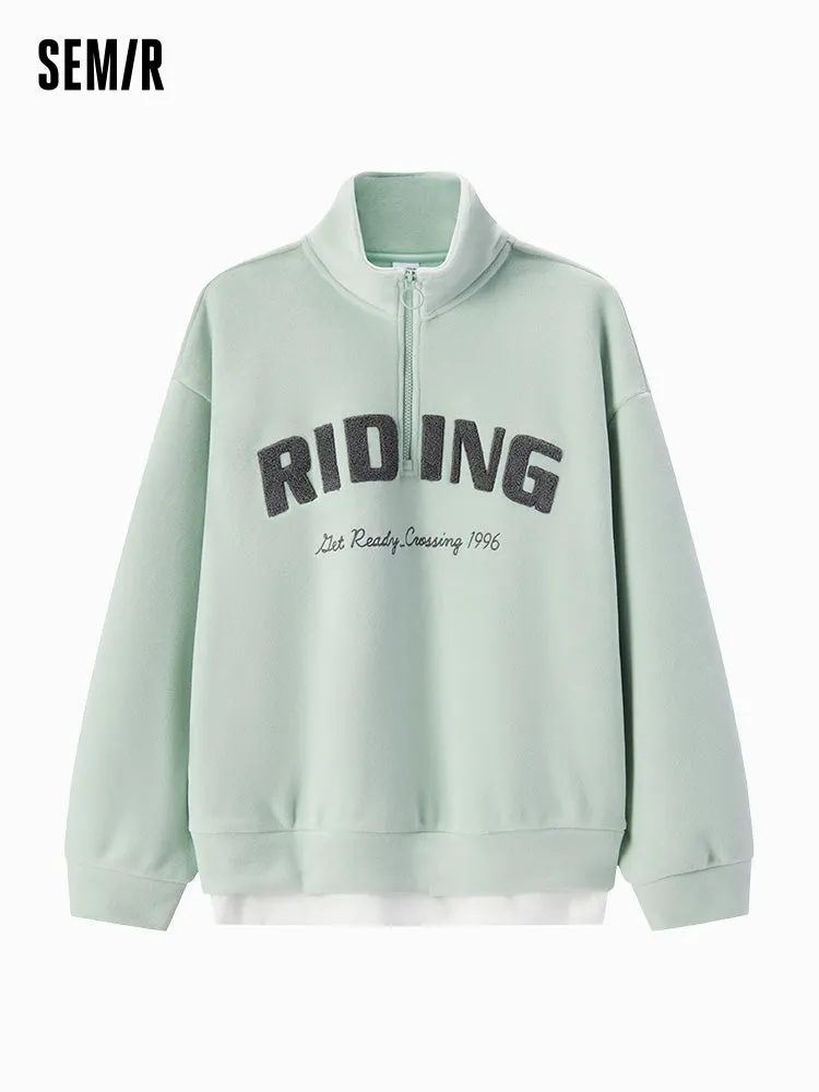 Women's fake two piece sweatshirt