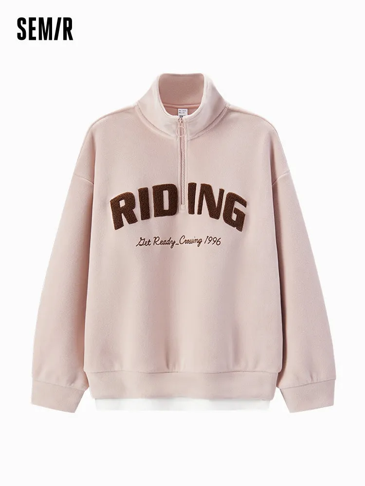 Women's fake two piece sweatshirt