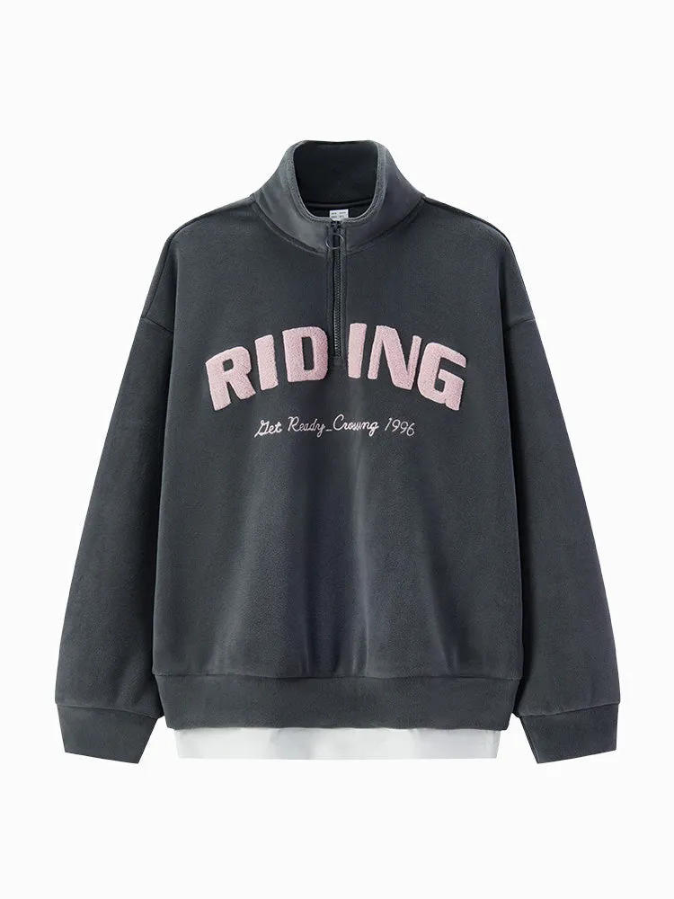 Women's fake two piece sweatshirt