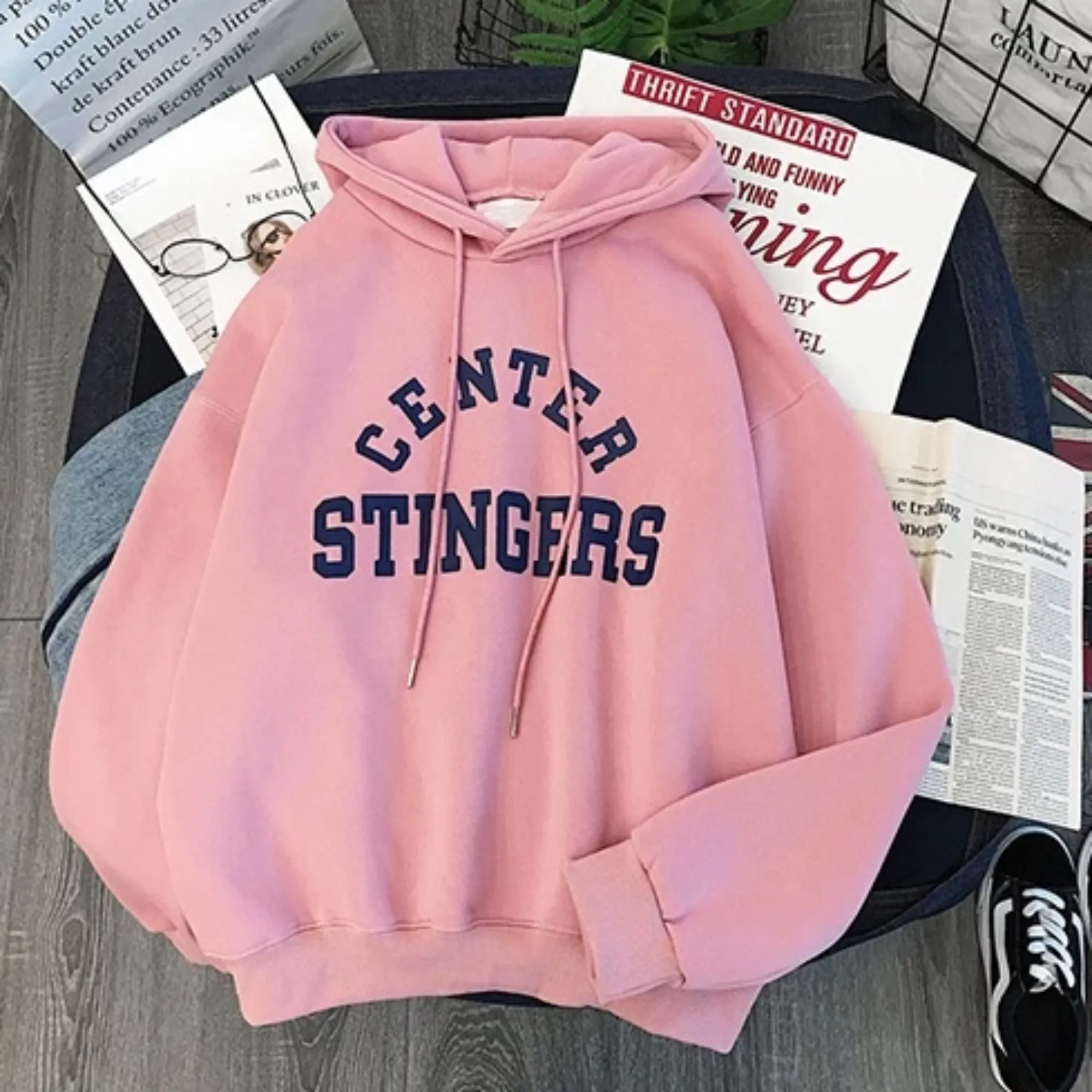 Women's Winter Casual Polyester Hooded Warm Sweatshirt