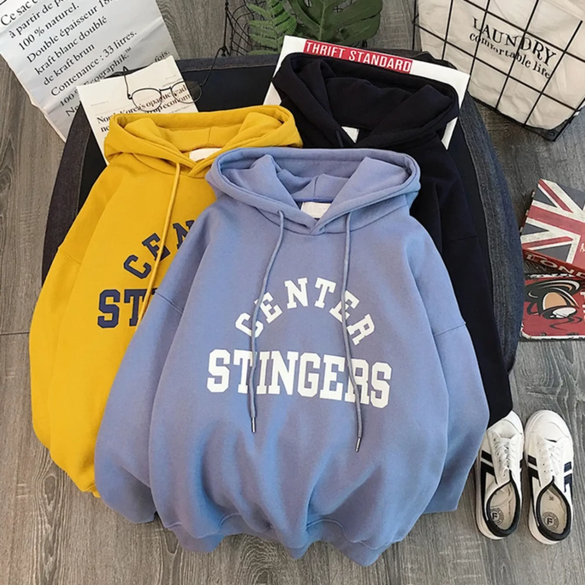 Women's Winter Casual Polyester Hooded Warm Sweatshirt