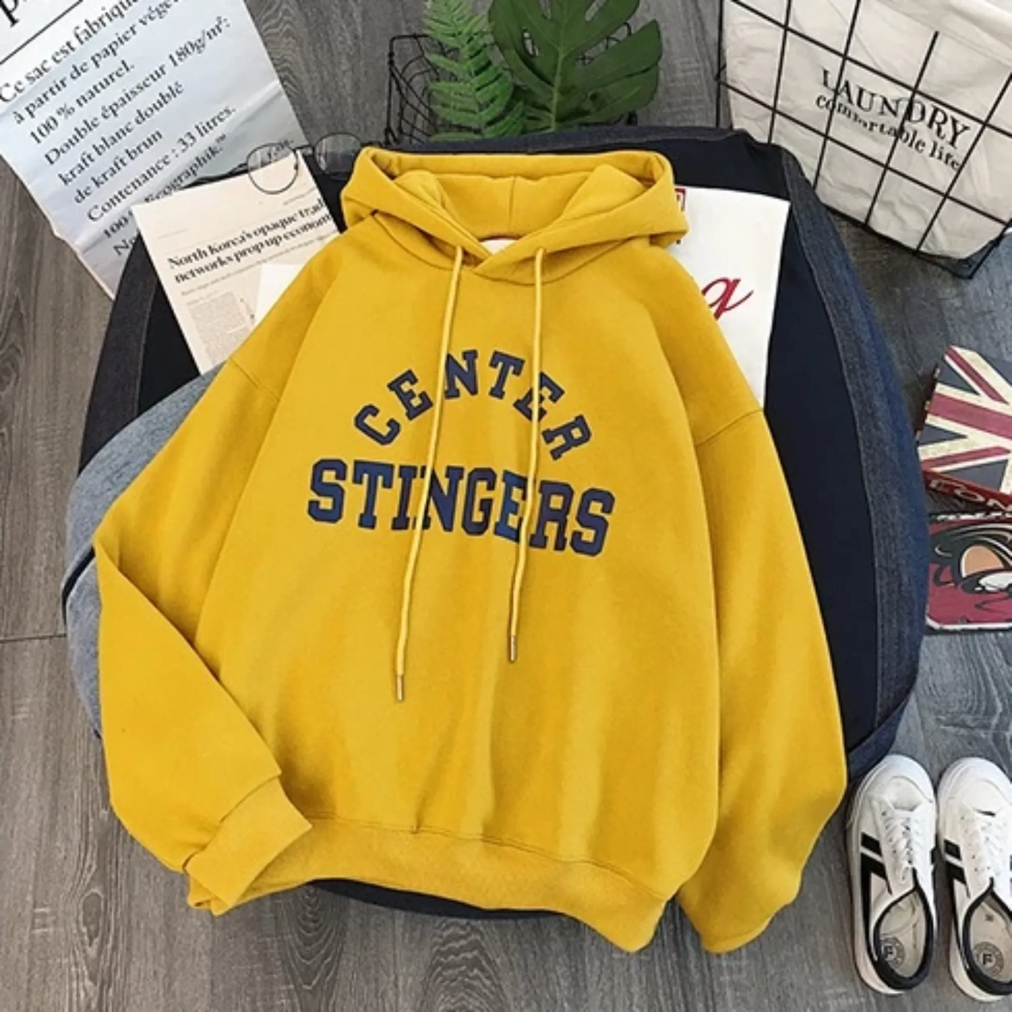 Women's Winter Casual Polyester Hooded Warm Sweatshirt