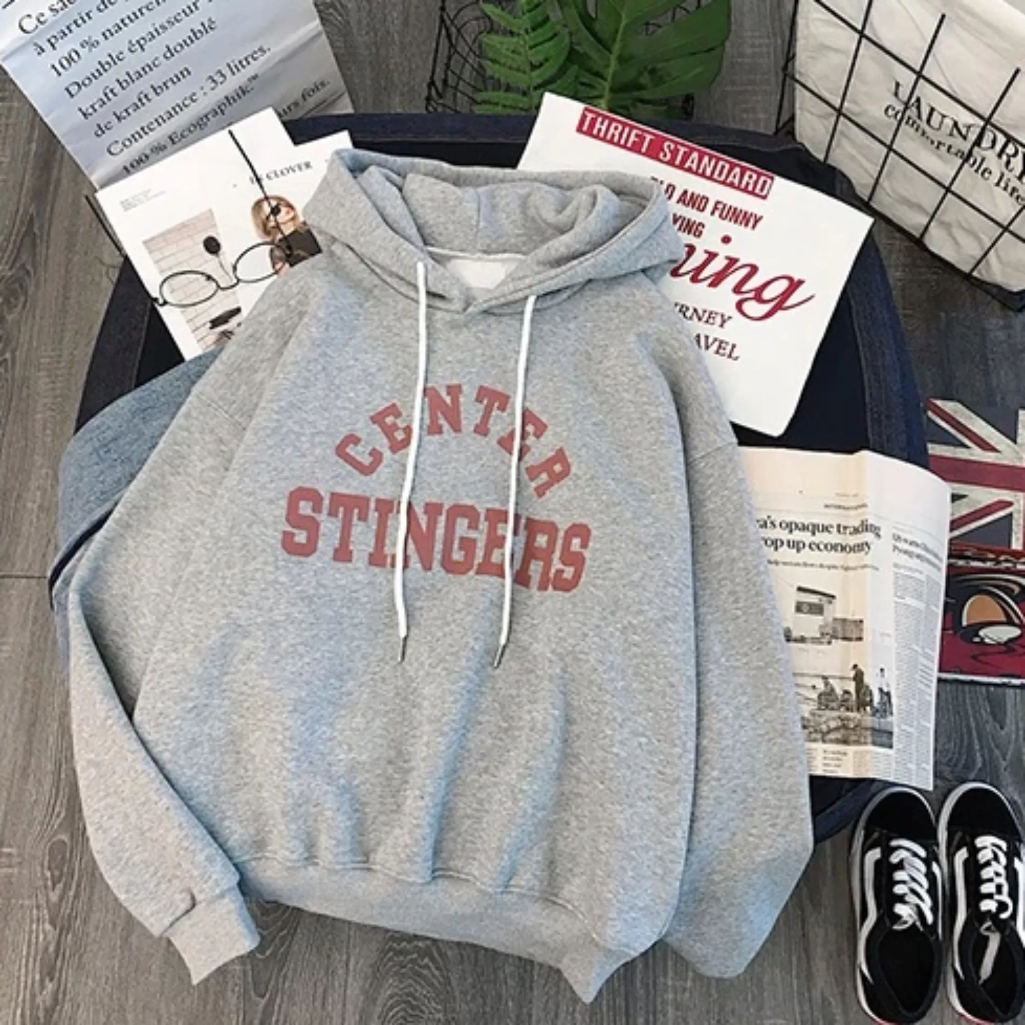 Women's Winter Casual Polyester Hooded Warm Sweatshirt