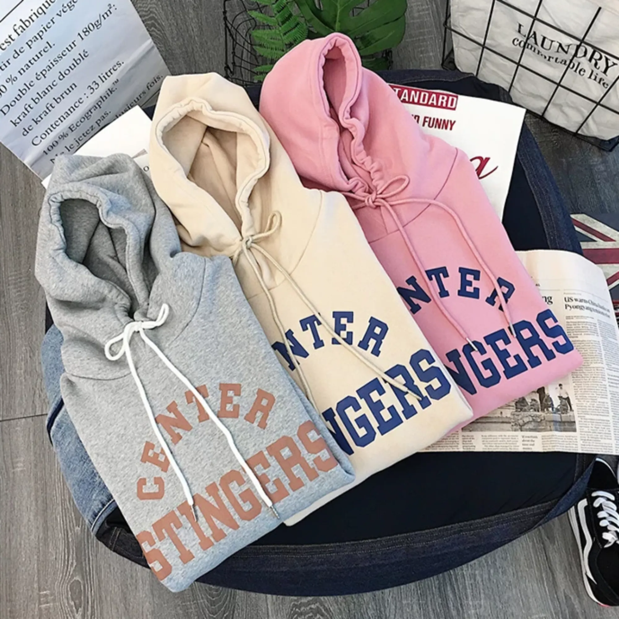 Women's Winter Casual Polyester Hooded Warm Sweatshirt