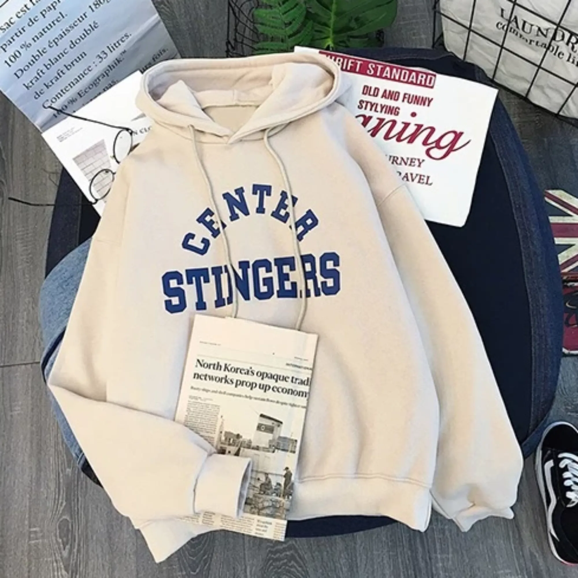 Women's Winter Casual Polyester Hooded Warm Sweatshirt