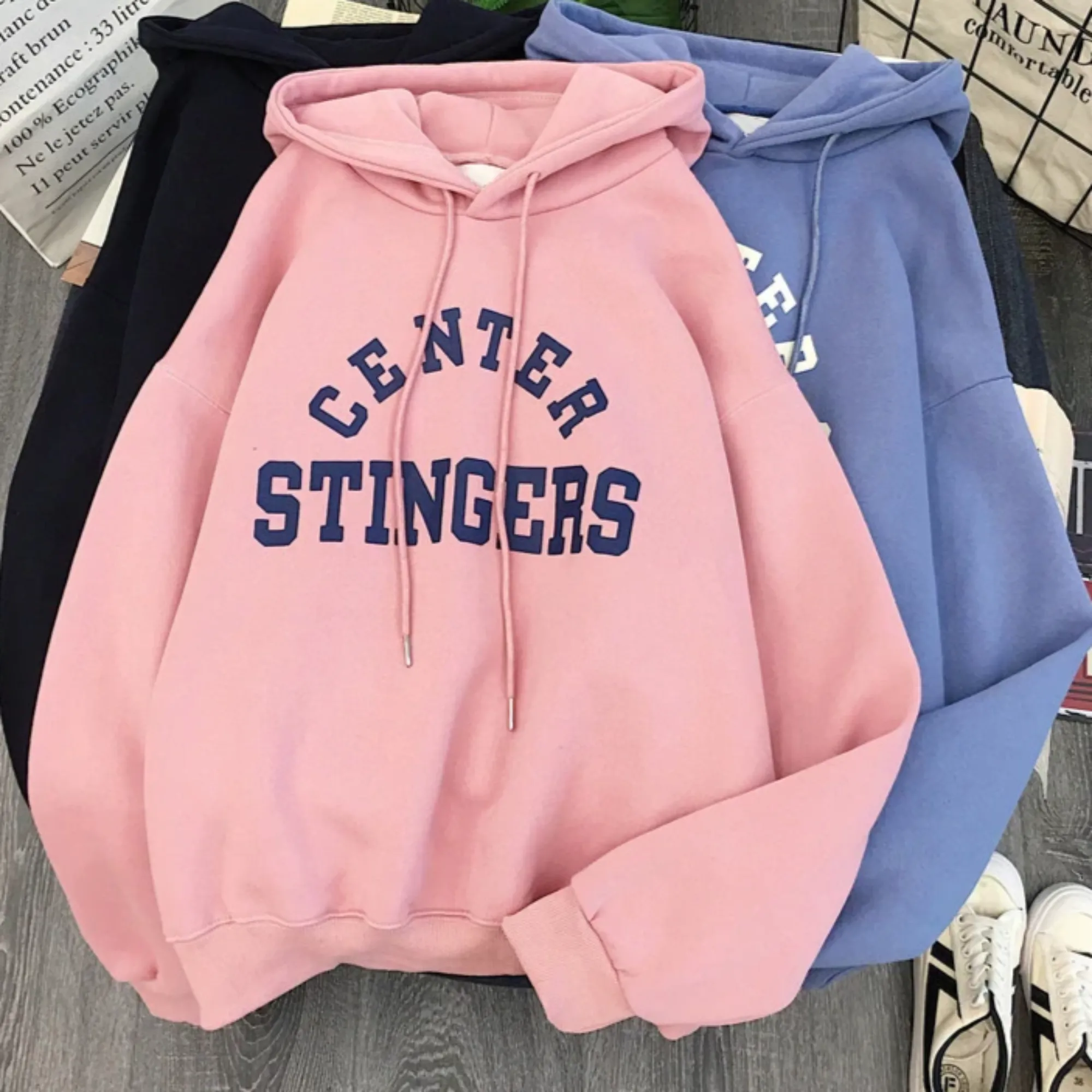 Women's Winter Casual Polyester Hooded Warm Sweatshirt