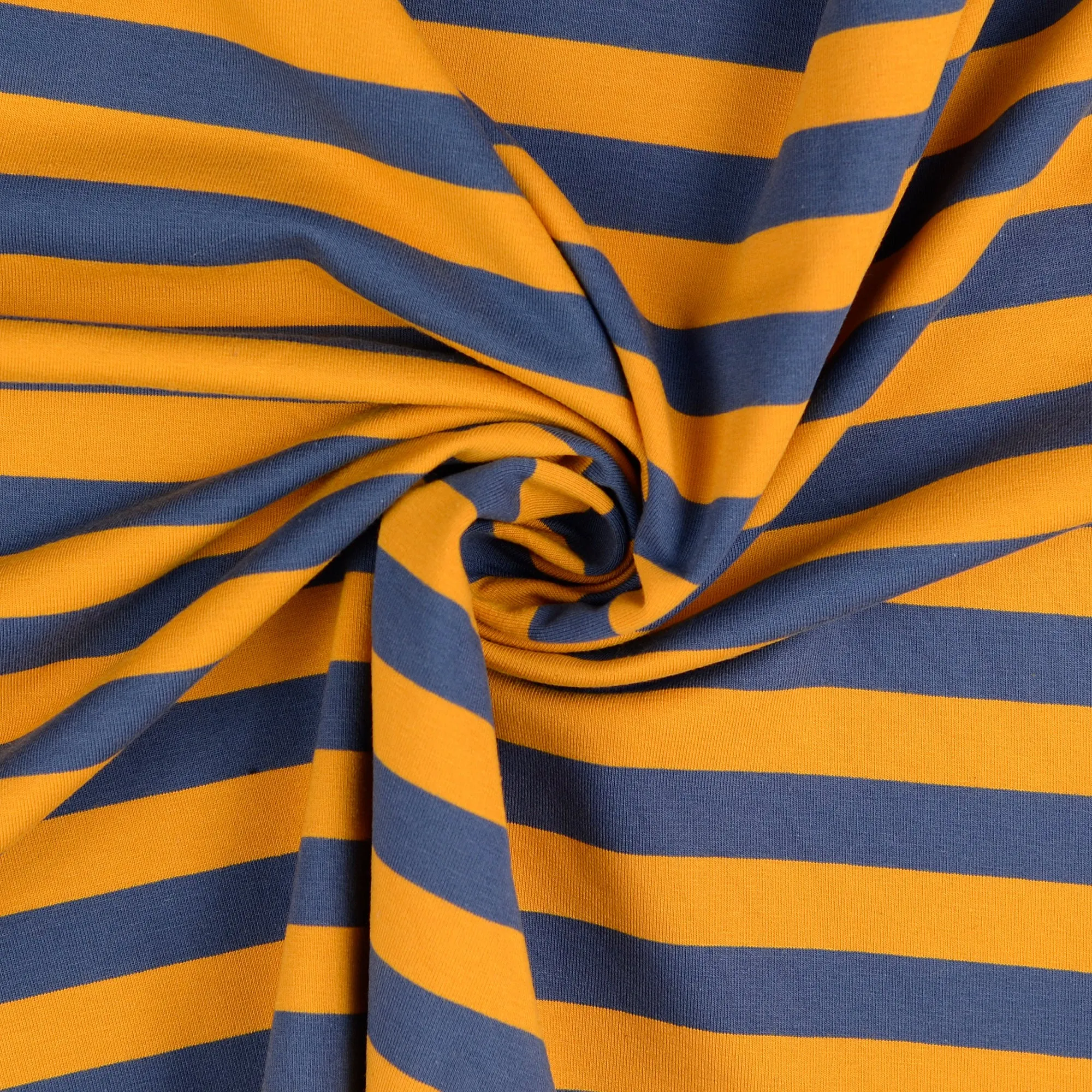 Yarn Dyed Stripes in Mustard French Terry Fabric